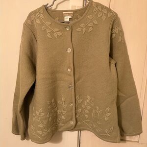 Coldwater Creek Green  Wool Cardigan